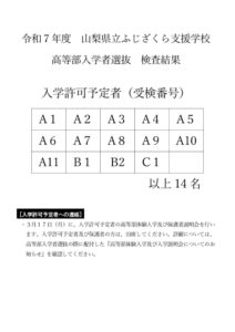 令和７年度高等部入学者選抜検査結果のサムネイル